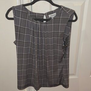 Calvin Klein Black and White Plaid Sleeveless Top